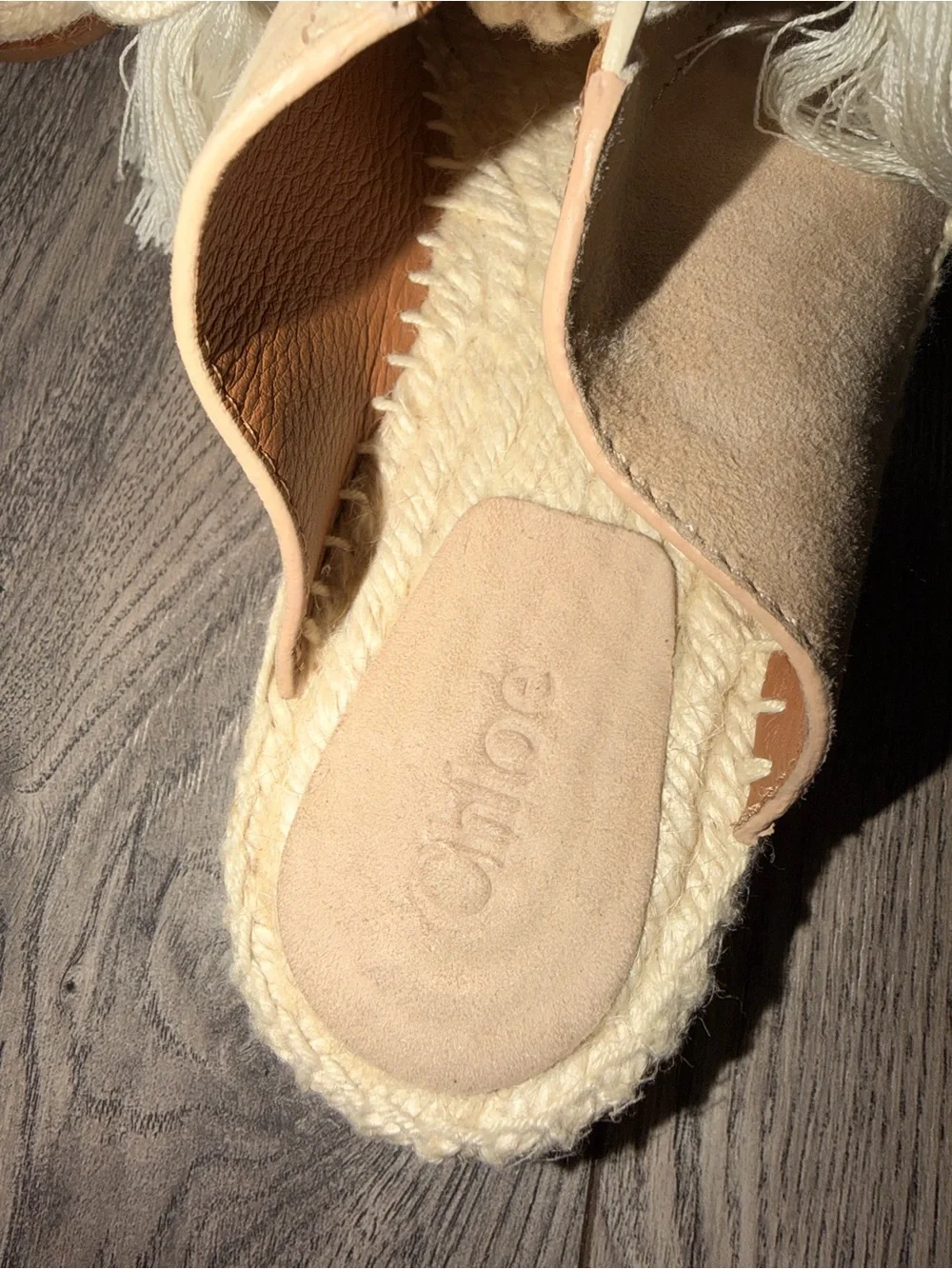 Chloé Knotted Cream Espadrille Slide Sandals
